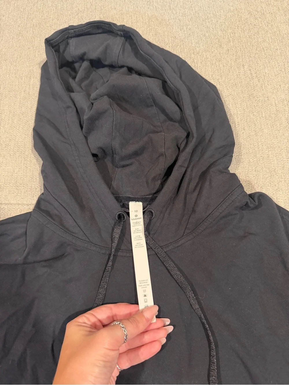 lululemon athletica Black Cropped Hoodie with Drawstrings